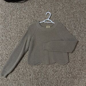 Wilfred crop  Scalloped Sweater - Taupe